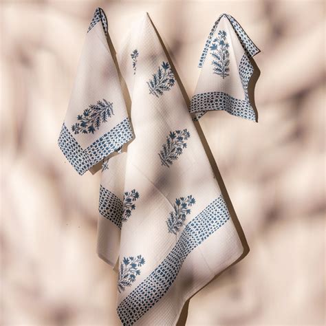 Viola Blue Cotton Waffle Bath Hand Face Towel for Men & Women – House ...