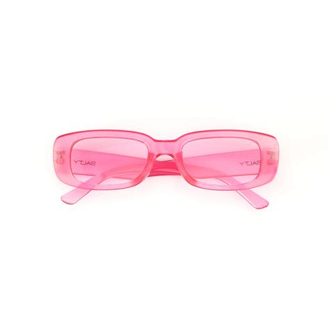 Rihanna Inspired Transparent Pink Rectangular Sunglasses | Salty ...