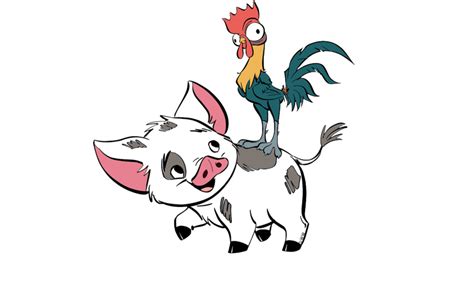 Pua and Heihei, Moana's pet pig and rooster | Disney paintings, Disney ...