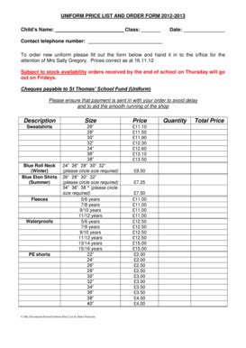 Fillable Online st-thomas-sevenoaks kent sch UNIFORM PRICE LIST AND ...