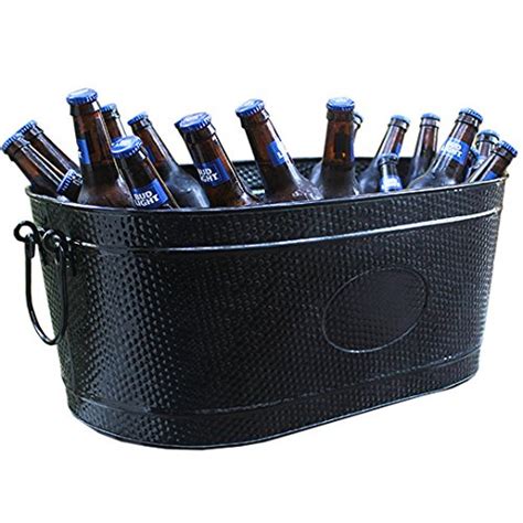 Brekx Heavy Duty Black Galvanized Creighton Pebbled Beverage Tub Party ...