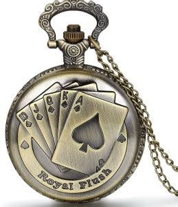 DSR Royal Flush Face Design Metal Bronze Analog Vintage Style Round ...