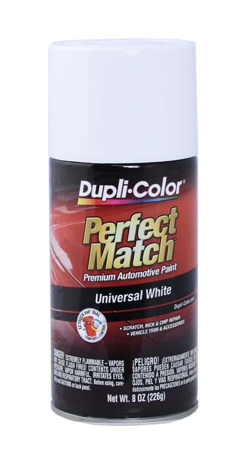 Dupli Color Perfect Match Premium Automotive Universal White Paint, 8 Ounce Aerosol Spray Can ...