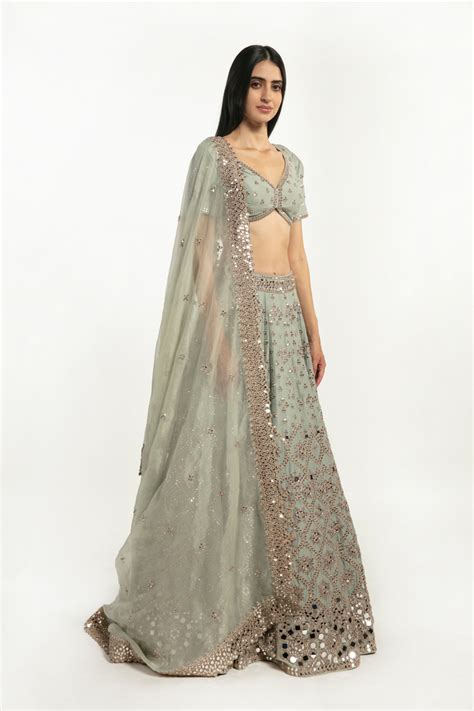 Sage Green Embellished Lehenga Set – abhinavmishra