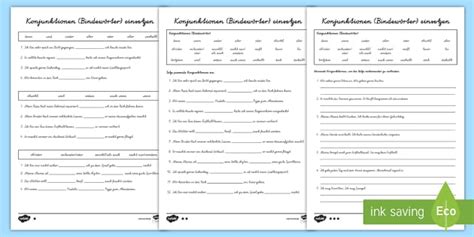 Konjunktionen (Bindewörter) Arbeitsblätter: Unterschiedliche