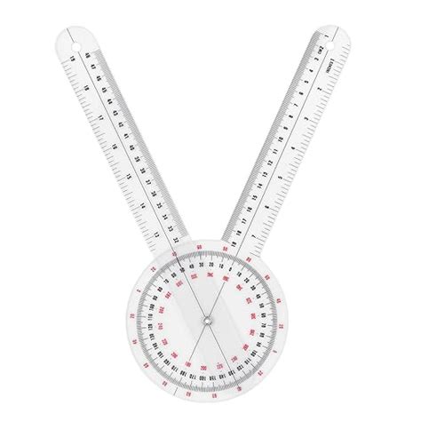 Prasacco 12 Inch Goniometer, 360 Degree Plastic Goniometer Transparent ...