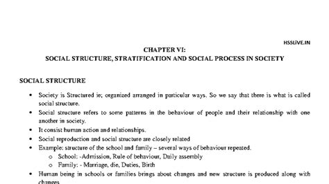XI Sociology Chapter 6: Social Structure, Stratification & Process ...