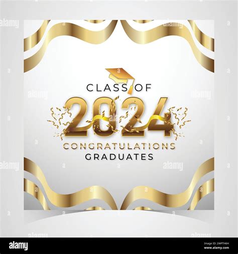 Class of 2024 Congratulations Graduates. Academic Cap and Diploma Graduation Ceremony. Vector ...