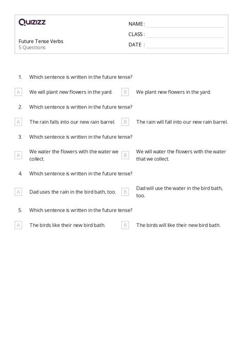 50+ Future Tense Verbs worksheets on Quizizz | Free & Printable