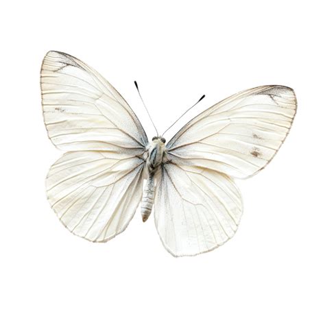 Elegant white butterfly displays delicate features on a plain ...