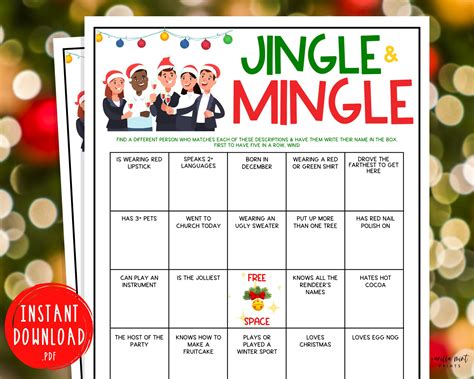 Holiday Office Party Jingle & Mingle Game Find Someone Who Xmas Games ...