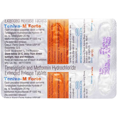 Teniva-M Forte Tablet 20's Price, Uses, Side Effects, Composition ...