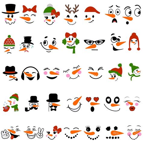 iMagitek 36 Pcs Snowman Face Stickers for Christmas Ornaments Snowman ...