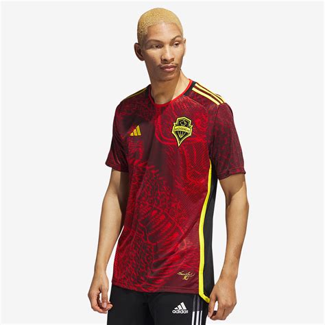 adidas Seattle Sounders 2023 Away Shirt - Red/Black - Mens Replica ...