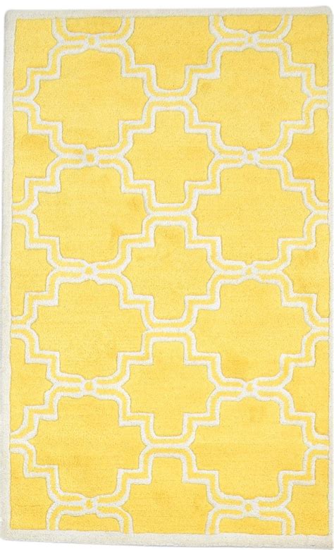 3' X 5' Rug Wool Gold Modern Hand Tufted Moroccan Trellis Room Size Ca