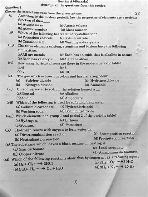 Practice paper chemistry class 10 icse - ShareMyNotes | Digital Notes ...
