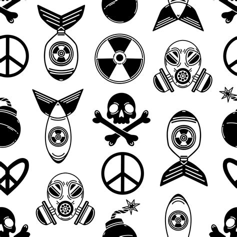 War seamless vector pattern. Armed conflict symbols - atomic bomb ...