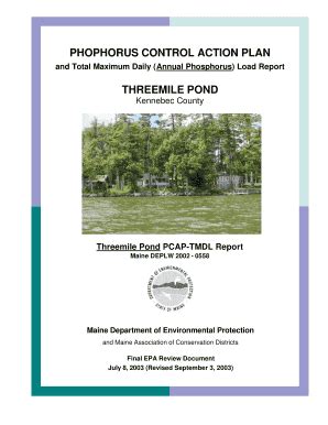 Fillable Online maine PHOPHORUS CONTROL ACTION PLAN THREEMILE ...