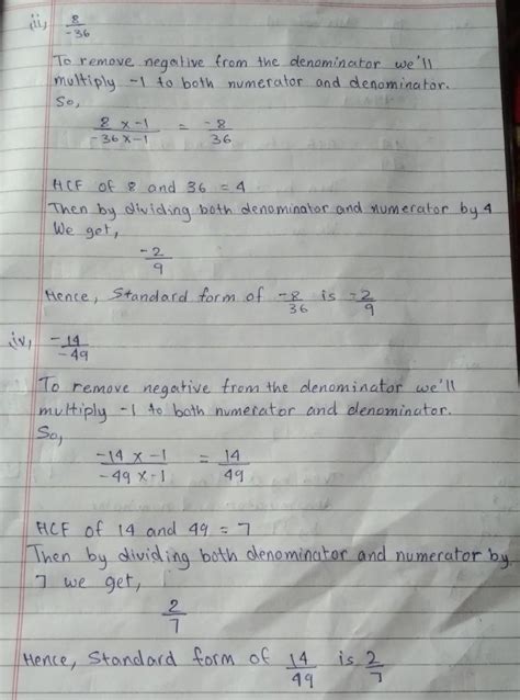 write each of the following rational number in standard form . please ...