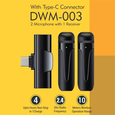 Buy Digitek 2-Unit Wireless Microphone 1-Unit Receiver with Type-C DWM ...