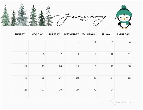 January Printable Calendar 2025 Free | Calendars 2025