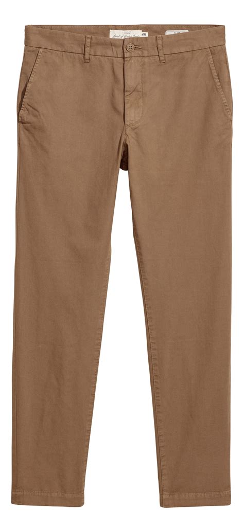 Cotton chinos Slim fit - Light brown - Men | H&M IN