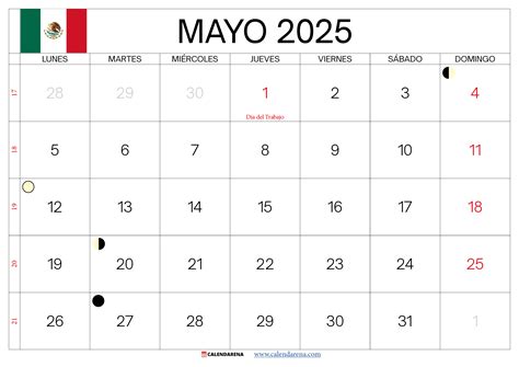 Calendario Mayo 2025 Mexico