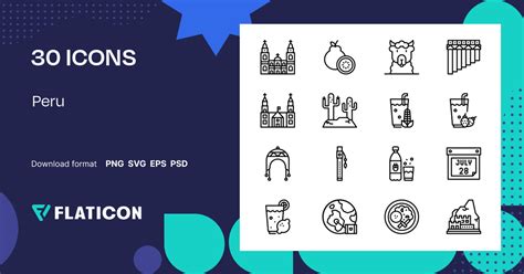 Peru Icon Pack | Lineal | 30 .SVG Icons