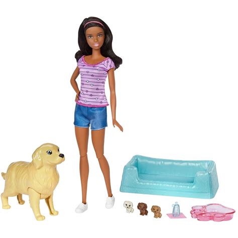 Barbie Newborn Pups Set with Doll, Mommy Dog & Color-Change Puppies ...