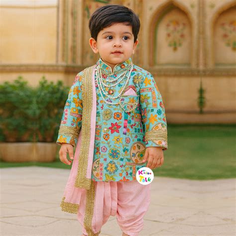 Royal Silk Full Sleeve Embroidered Sherwani Set With Broach - Baby Pink