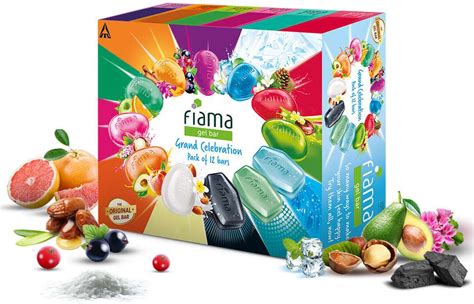 FIAMA Gel Bathing Bar Grand Celebration Pack with 12 Unique Gel Bars ...