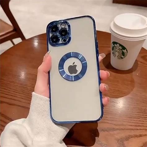 Blue 6D Chrome Logo Cut Transparent Case for Apple iphone 14 Pro – The ...
