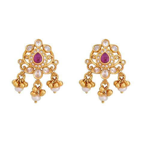 Buy Kushal's Fashion Jewellery Temple Ruby Festive Stud Earring 372985 ...