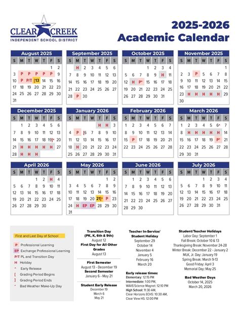 CCISD Calendar 2025-2026 (Clear Creek Independent School District ...