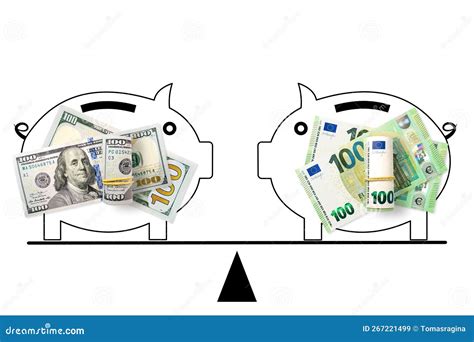 100 US Dollars and 100 Euros Banknotes on Scales. Euro and Dollar Rate ...
