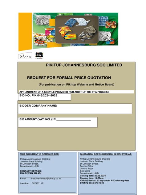 Fillable Online Pikitup Johannesburg Soc Limited: Appointment of ...