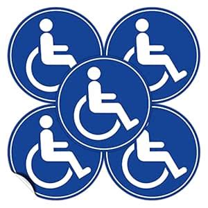 (Set of 5) Disabled / Disabled Wheelchair Accessible Sign - 4.5" Circle ...