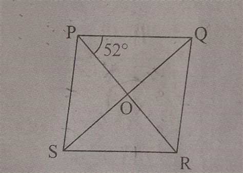 In fig. 25.29, PQRS is a rhombus. If QPO=52°, find the measures of PQO ...