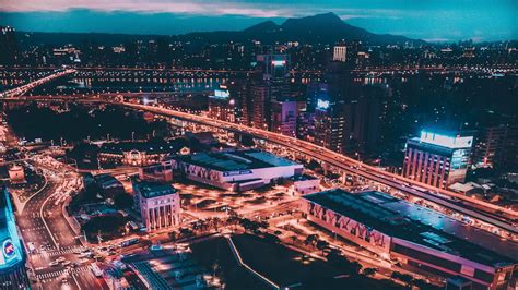 Wallpaper taipei city, taiwan, night city, top view hd, picture, image