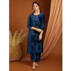 Violet Embroidered Velvet Kurta