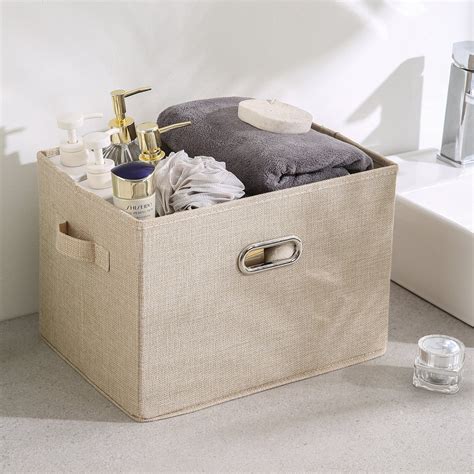 Beige Multipurpose Foldable Storage Box with Lid | HOKIPO – HOKIPO ...