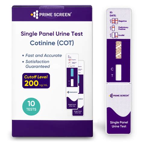 Prime Screen [10 Pack] Nicotine Tobacco Cotinine Urine Test Kit - Urine Dip Card Testing ...