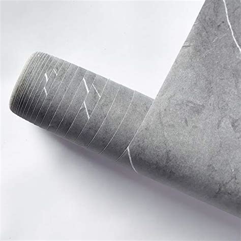 Buy SAJYO 3D Gray Leather Textured Marble Self Adhesive Wallpaper for ...
