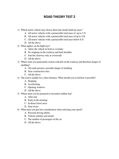 Image result for Highway Code Theory Test Questions