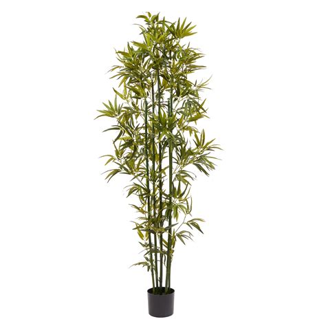 Pure Garden Artificial Bamboo, Tall Faux Potted Indoor Floor Plant ...