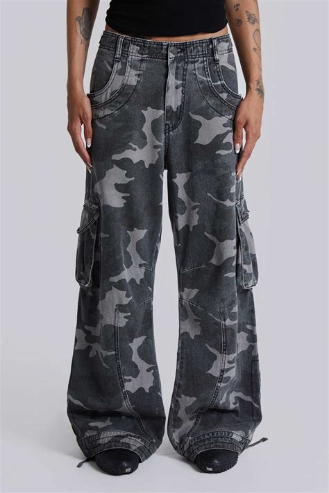 Washed Black Trooper Camo Cargo Pant | Jaded London