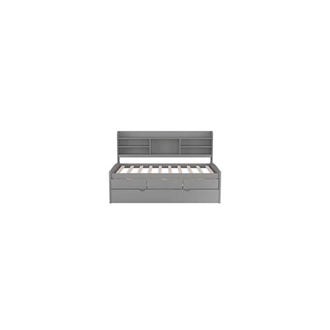 Buy Twin Size Captain Bed with 3 Drawers and Built-in Bookshelves ...