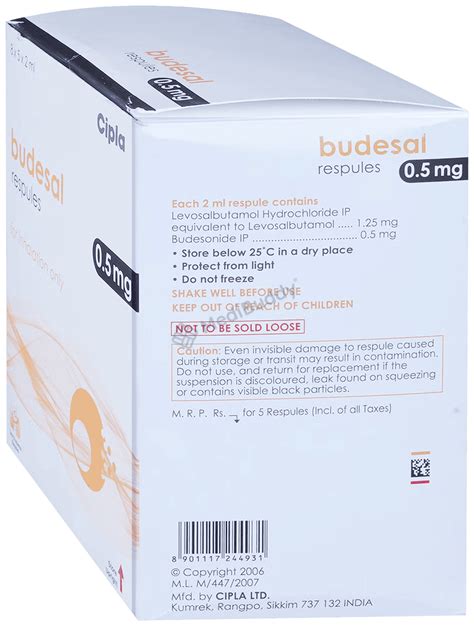 Budesal 0.5mg Respules 2ml: Price, Uses, Side Effects & How to Use ...