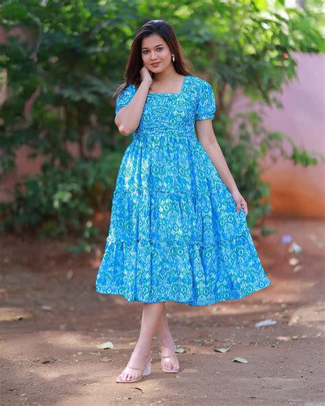 Breeze Blue Frills Dress – Suva Attire