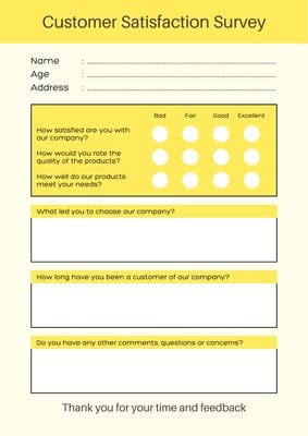 Survey Form Format 的图像结果
